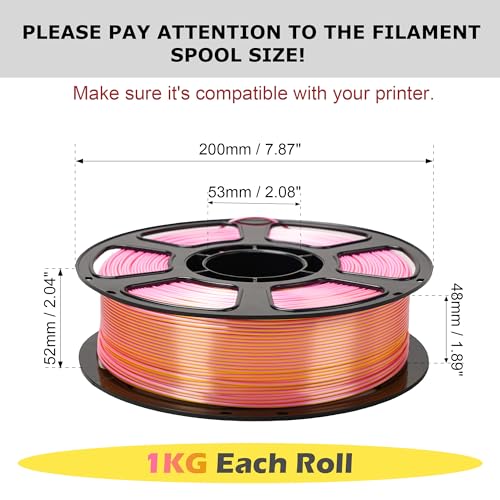 4KG Silk Dual Color PLA Bundle, 3D Printer Filament 1.75mm Pack - color: Silk Blue Pink+pink Gold+blue Gold+green Gold