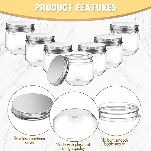 Tanlade 60 Pcs 3 oz Clear Plastic Mini Mason Jars with Lids, Silver - color: Silver
