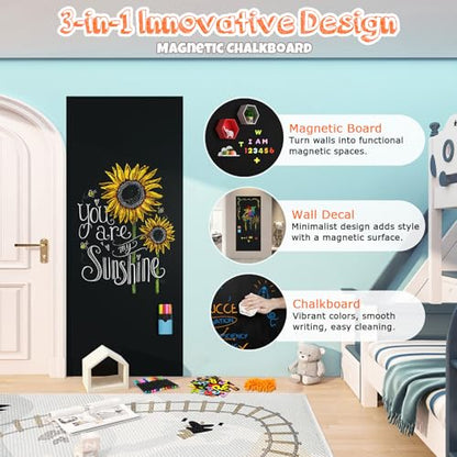 Magnetic Chalkboard Contact Paper for Wall 47.2" x 18" 2 Pcs with 93Pcs Kit - color: Black 2pcs, size: 47.2"W x 18"H