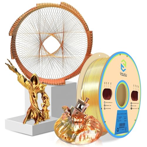 YOUSU 3D Printer Filament Triple Color Silk PLA Filament 1.75mm,Silk PLA Gold Copper Black 3D Printing Filament Bundle, 1kg / 2.2lbs - color: 1-gold/Copper/Black