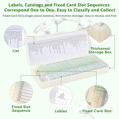 60 Microscope Slides with Specimens,Prepared Microscope Slides for Kids,Glass Slides for Microscope,Prepared Slides for Kids Microscope,Microscope Slide Preparation Kit for Biology Science Classes - size: 60 pcs