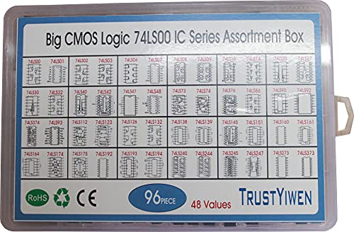 48 Types 96PCS 74LSxx Series Logic IC Assortment Kit 74LS01 74LS90 74LS373 74LS374, TTL, Low-Power Schottky Logic IC