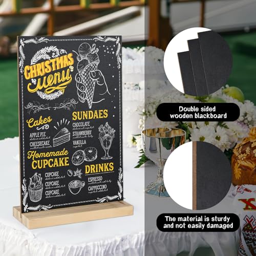 2 Packs Chalkboard 8 x 12 Inch Tabletop Double-Sided Message Board With Wood Base for Kitchen, Wedding, Bar and Restaurant, Black - color: Black-2, size: 8"W x 12"H
