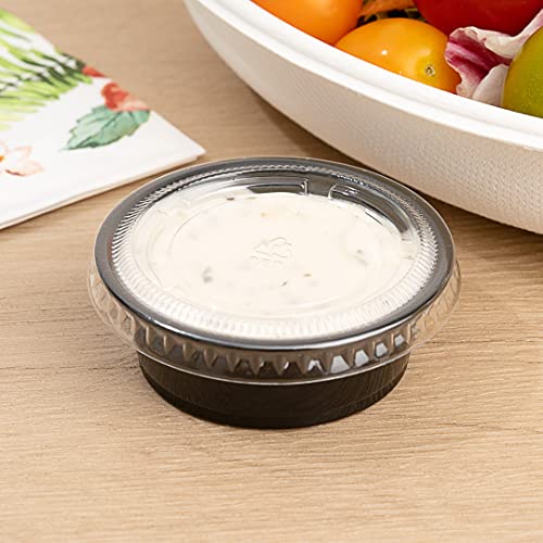 Restaurantware Portion Cups 2000 Pack of 1.5 oz Plastic Black Disposable Condiment Cup Jello Shot Spill-Resistant Sauce Container - color: Black, size: 1.5 oz
