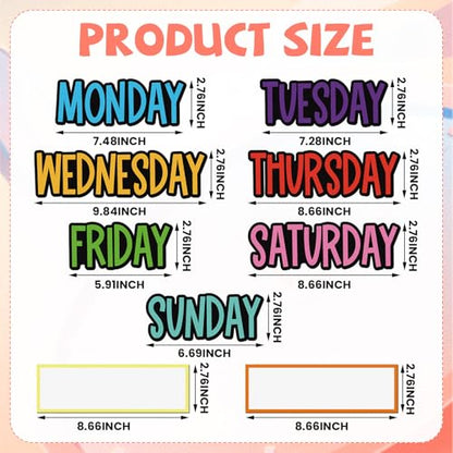 Ireer 9 Pcs Days of the Week Magnets for Whiteboard Calendar,Classic - color: Classic