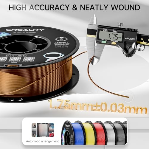 CREALITY PETG Filament 1.75mm 3D Printer Filament, 1kg (2.2lb) Neatly Wound Spool, Dimensional Accuracy ±0.03mm, Fit for Ender, Bambu Lab, Anycubic,ELEGOO FDM Printers, Brown - color: 1kg Brown Petg With Spool, size: 1.75 mm