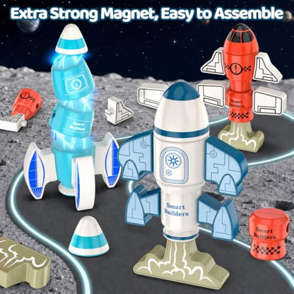 Magnetic Robot Building Toy, STEM Magnet Rocket Toys Set for Kids Age 3-5 - color: Rocket