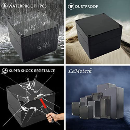 LeMotech ABS Plastic Electrical Project Case Power Junction Box, Project Box Black 4.7" x 4.7" x 3.5" (120 x 120 x 90 mm)(Pack of 1) - color: Black (1 pack), size: 4.7" x 4.7" x 3.5"