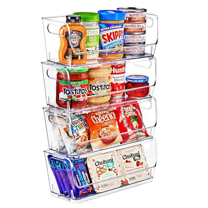 Sorbus Clear Pantry Organizer with Stackable Storage Bins, Open Front - size: Small Narrow, style: 4 Pack