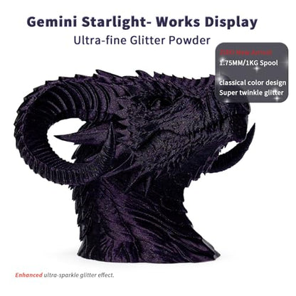 ZIRO Sparkle PLA Filament 1.75mm, Twinkling Effect 1kg, Gemini Starlight - color: Gemini Starlight