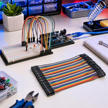 40 Pin Breadboard Jumper Wires Female to Female Compatible for Electronic Breadboard Projects 4.3 inch