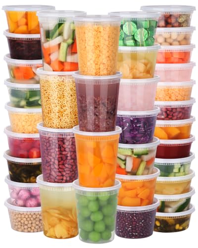 96 Pack (192-Piece) Deli Containers with Lids, 32/16/12/8 oz X 24 Set Each - size: 32/16/12/8 oz X 24 Set