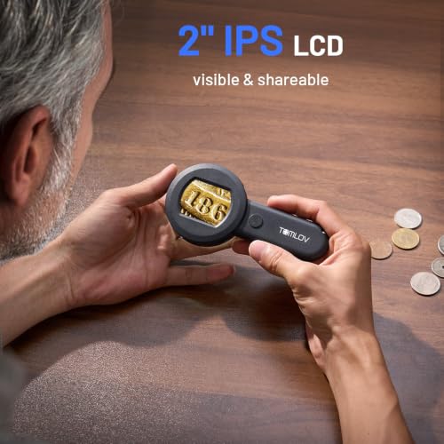 TOMLOV P10 Microscope for Adults Kids, Handheld Coin Magnifier with Light - color: Black