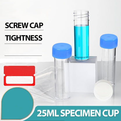 10 Pcs 25-30ML Urine Specimen Cups with Lids, Urine Sample Cups Collection Cup for Collection and Testing (Blue Lids)