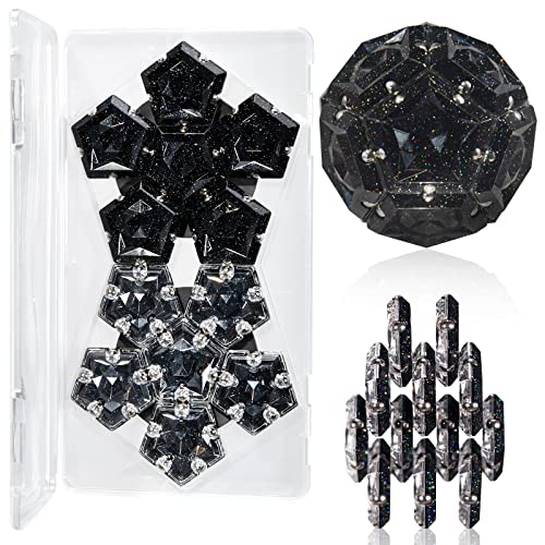 Magnetic Fidget Sphere - Anxiety Sensory Fidgets Toys - Crystal Black Glitter - 12 Piece Set - Creativity Beyond Imagination, Inspirational, Recreational, Desk Toy for Adults - color: Crystal Black Glitter