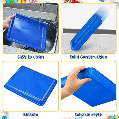 Maitys 24 Pcs Plastic Art Tray 11x8.7x1 Inch Activity Craft Tray,Blue - color: Blue