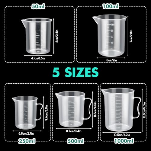 Baderke 28 Pcs Plastic Beakers Test Tubes with Graduated Cylinder Flask