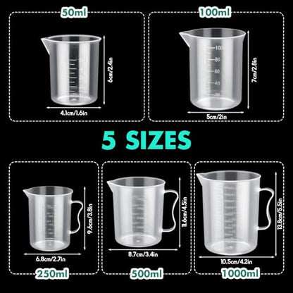 Baderke 28 Pcs Plastic Beakers Test Tubes with Graduated Cylinder Flask