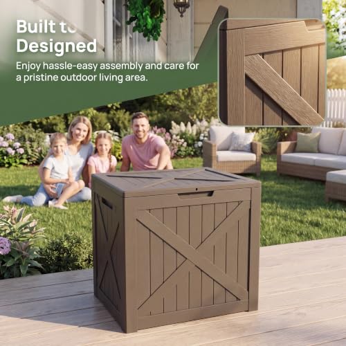 NicBex 32 Gallon Waterproof Resin Storage Deck Box, Light Coffee - color: Lignt Coffee-bs