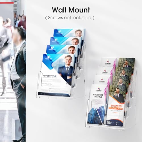 MaxGear 4 Tier Brochure Holder, 8.5 x 11, Removable Divider, 2 Pack - size: 8.5"x11"-4 Tier