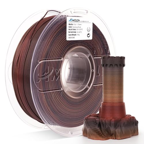 AMOLEN Marble PLA 3D Printer Filament 1.75mm Rainbow Rock 1KG - color: Rainbowc