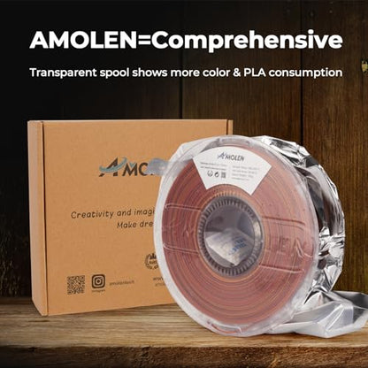 AMOLEN 3D Printing Filament Light Wooden Rainbow Color Change Printer Filament PLA 1KG Spool 1.75mm Red Cedar Maple/Chestnut/Oak/Candlelight 1KG/2.2lb Fit Most FDM and Printer Pen - color: Red Cedar