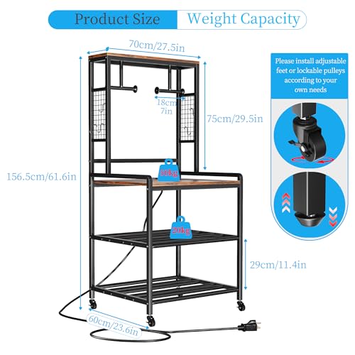 kepptory 3D Printer Stand with Power Outlet, Rolling Storage Cart w/Filament Spool Holder, Lockable Wheels Heavy Duty Rack for Ender 3 Ender 5 CR10 Desktop 3D Printers, Natural - color: Brown