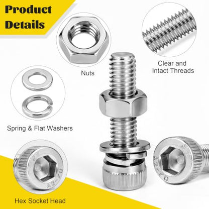 1220PCS M3 M4 M5 M6 Metric Hex Socket Head Screws Assortment Kit - size: SS M3M4M5M6 1220pcs