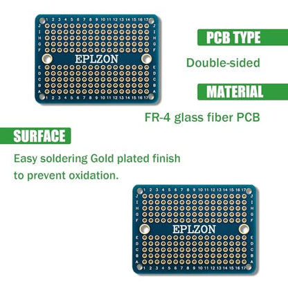 Solderable Breadboard Mini PCB Board Gold-Plated Solder Breadboard for DIY Electronics Projects Apply to Soldering Projects 2.0"x1.5" Mixed Color(Pack of 10 Pcs,Blue) - size: Blue