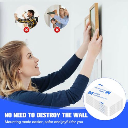 White Double Sided Adhesive Pads,Heavy Duty Mounting Tape,48Pcs 3mm Thickness Pre-Cut Foam Tape,Super-Sticky Black Strong Pads Rectangle Shape Waterproof for Walls Picture, Car, Home, Office - color: White