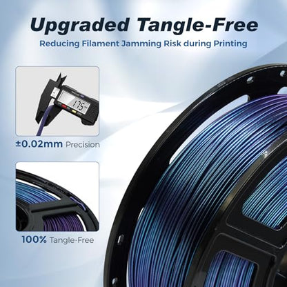 FLASHFORGE Rapid PLA Filament 1.75mm +/- 0.02mm Burnt Titanium & Nebula Purple Gradient, Max 500mm/s High Speed Printing, 3D Printer Filament 1kg(2.2lbs), Changing Colors with Light - color: Burnt Titanium & Nebula Purple Gradient
