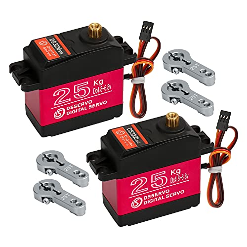 25KG Waterproof Metal Gear RC Servos, 2-Pack, 180° - style: 2Pcs 25kg