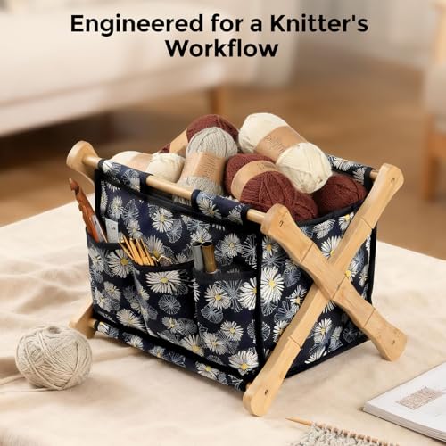 Knitter-Designed Yarn Caddy Organizer and Storage | Lightweight Basket for Crochet and Knitting Projects