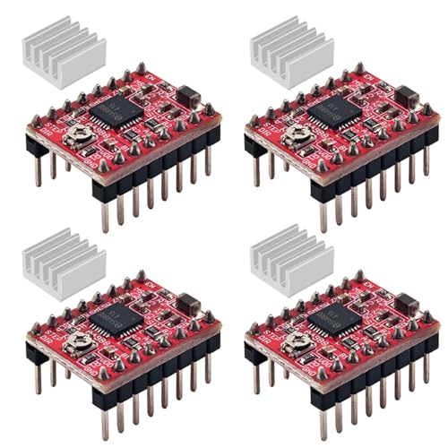 4Pcs A4988 Stepper Motor Driver Module with Heat Sink Compatible with 3D Printer Reprap, Arduino 3D Printer CNC Engraving Machine, etc. - style: 4pcs A4988 Stepstick Stepper Motor Driver Module with Heat Sink