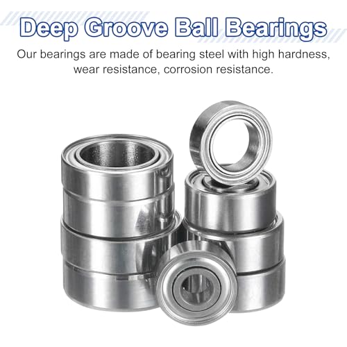uxcell 12Pcs MR72ZZ Small Bearing, 2mm ID 7mm OD 3mm Width Double Shielded Deep Groove Ball Bearings for Electric Motor Skateboards 3D Printer, (ABEC 5) - size: MR72ZZ