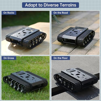 Robot Tracked Tank Car Chassis with Encoder DC Motor, Suspension Shock Absorption Chassis Car Double Layer Full-Metal Robotic Moving Platform Track for Arduion RPi Jetson DIY Maker Smart Robot Car - style: 2 Layer