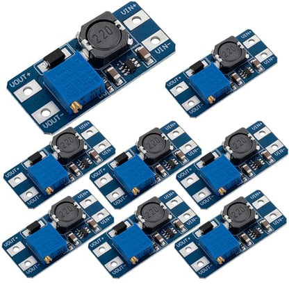 Gebildet 8PCS MT3608 DC-DC Step Up Boost Power Converter 2A Module Adjustable Step Up Voltage Regulator Board 2-24V to 5V-28V Output - style: MT3608