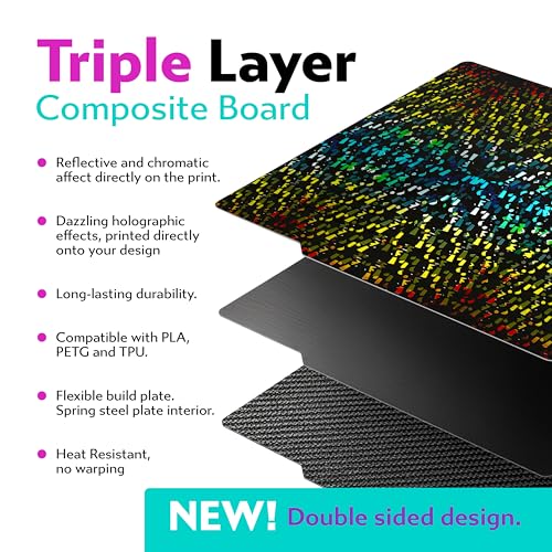 Cookiecad Cookie Sheet - Holographic 3D Printer Build Plate - Double Sided Reflective 3D Printer Bed, Flexible Spring Steel 3D Printer Platform (Chromatic Shatter, 235x235) - size: 235x235, style: Chromatic Shatter