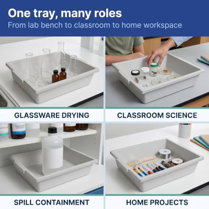 United Scientific™ Polypropylene Containment Tray, Large Plastic Tray, 20" - size: 20" x 17" x 5"