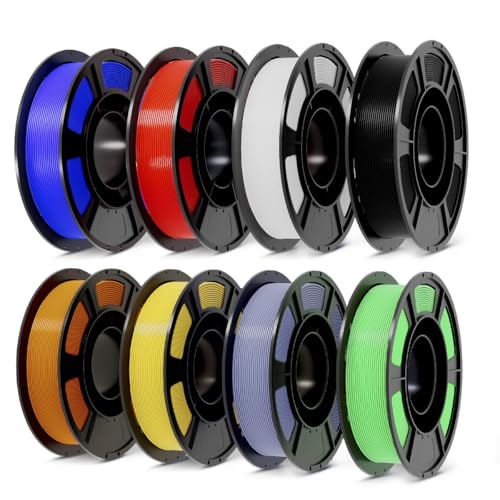 PLA+3D Printer Filament 1.75mm Bundle, Individually Vacuum Packed, Multicolor Dimensional Accuracy +/- 0.02mm, 0.25kg per Spool, 8 Pack, 2KG Total - color: 8 Pack, 2kg Total