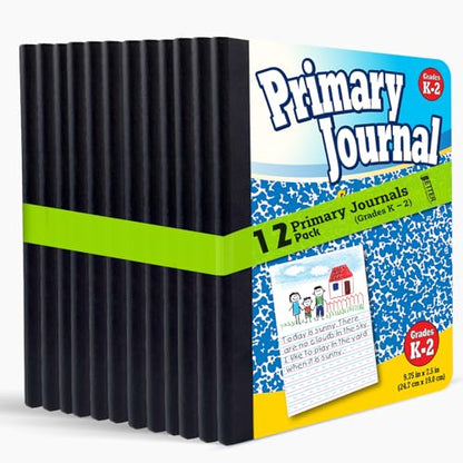 Better Office Products Primary Journals, Hardcover Kindergarten Journal & Kindergarten Composition Notebook, Grades K-2 Primary Composition Book with Picture Space, 100 Sheets (12 pack) - style: 12 pack