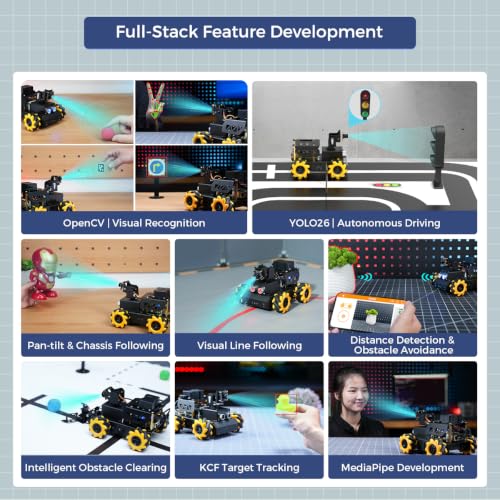 HIWONDER Robot Car with Raspberry Pi 5 AI Vision HD Camera, Python Programming Open Source DIY Robot Kit for Teens Adults, TurboPi Standard Kit & Raspberry Pi 5 4GB