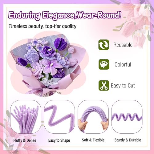 Lemosyu 850PCS Pipe Cleaner Flower Kit,24 Unique Flower Designs - color: Multicolor 850