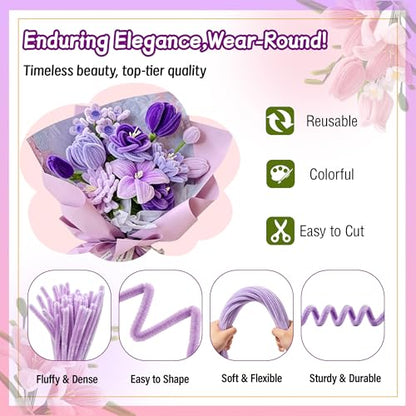 Lemosyu 850PCS Pipe Cleaner Flower Kit,24 Unique Flower Designs - color: Multicolor 850