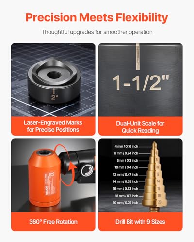 VEVOR Knockout Punch Set, 10 Ton Hydraulic Knockout Set, 1/2" to 2" KO Tool Kit Hole Making Tool, KO Tools Kit W/6 Dies for Metal Electrical Cabinets, Electrical Control Cabinets, Switch Cabinets - style: 10 Ton Hydraulic Knockout Set
