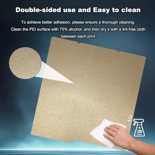264x276mm Gold PEI Build Plate for Anycubic Kobra S1/ Kobra X/Kobra 4, Double Sided Textured PEI Flexible Spring Steel Platform Heated Printing Bed for Anycubic Kobra 3D Printer - size: 264x276mm