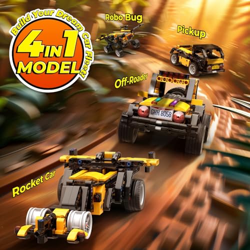 Apitor Robot R Smart Robot Building Kit with Storage Box, 4-in-1 Programmable App Remote Control Off Roader Car Toy, Authentic and Functional Design, Coding Gifts for 6 7 8 9 10 11 12 Years Old Kids - style: Robot R(Storage)