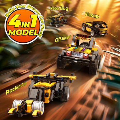 Apitor Robot R Smart Robot Building Kit with Storage Box, 4-in-1 Programmable App Remote Control Off Roader Car Toy, Authentic and Functional Design, Coding Gifts for 6 7 8 9 10 11 12 Years Old Kids - style: Robot R(Storage)