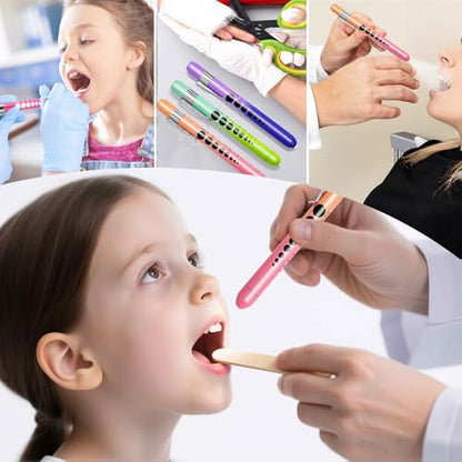 MEUUT Medical Pen Lights for Nurses 3 Pack & 6 AAA Batteries for EMT - color: Gradient-pink+green+purple