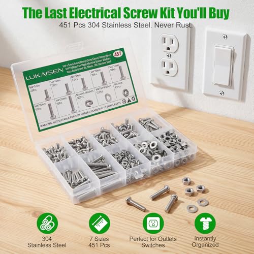 451Pcs M4 Phillips Pan Head Machine Screws Nuts Washers Set,304 SS - size: 451Pcs M4*5/6/8/10/12/16/20mm